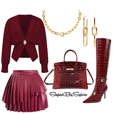 BURGUNDY MONOCHROMATIC OUTFIT